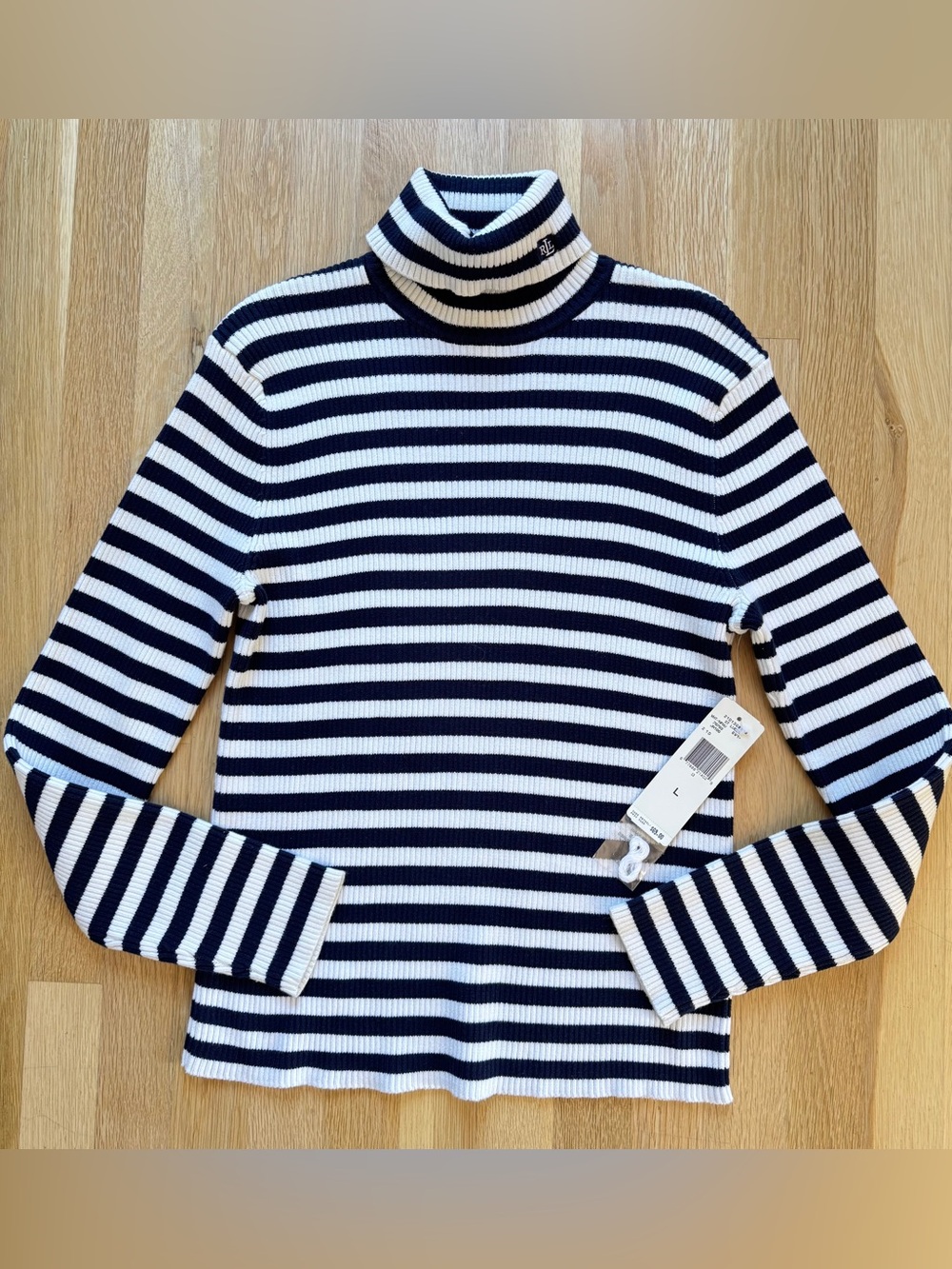 Lauren Ralph Lauren Turtleneck Stripes Vintage Petite Large